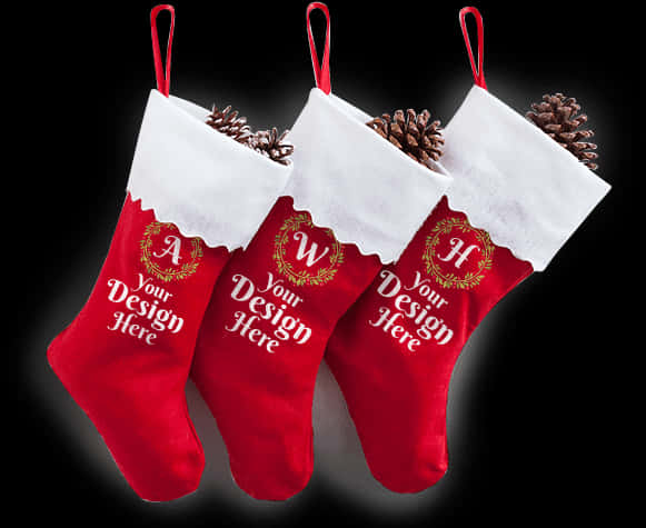 Customizable Christmas Stockings Mockup PNG