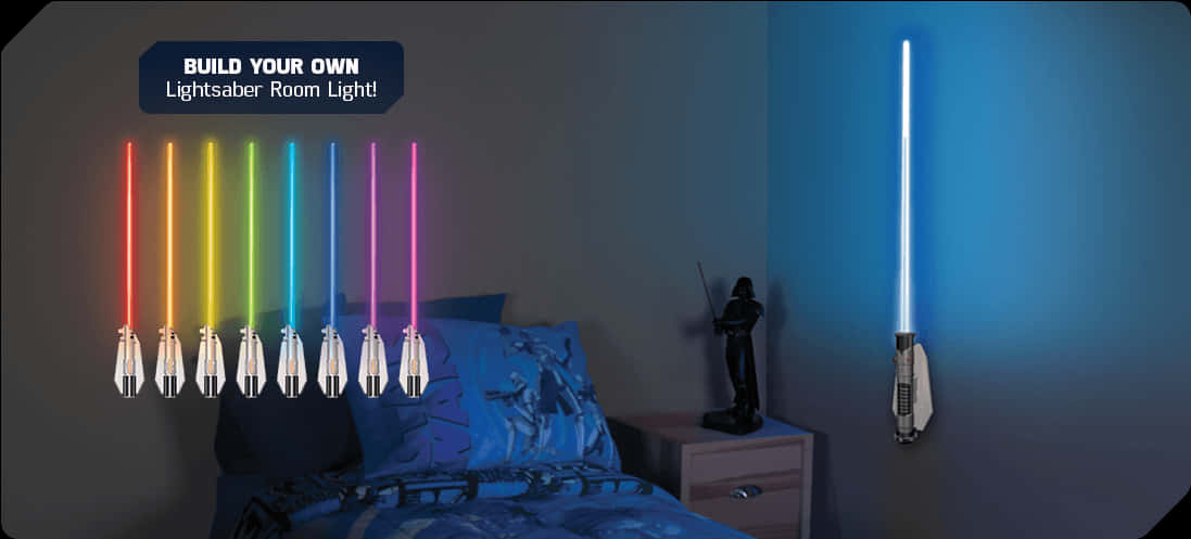 Customizable Lightsaber Room Lights Display PNG