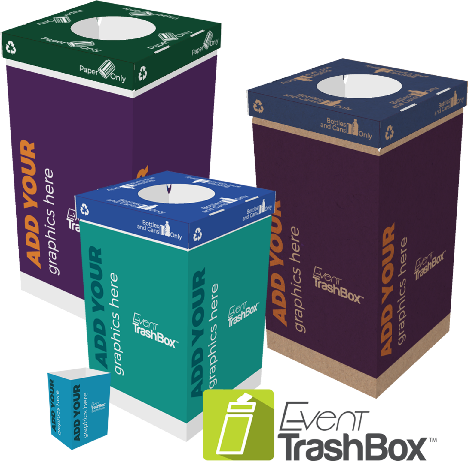 Customizable Recycling Bins Graphic Design PNG