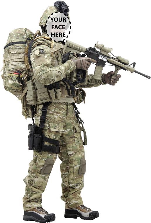 Customizable Soldier Figure With Replaceable Face PNG