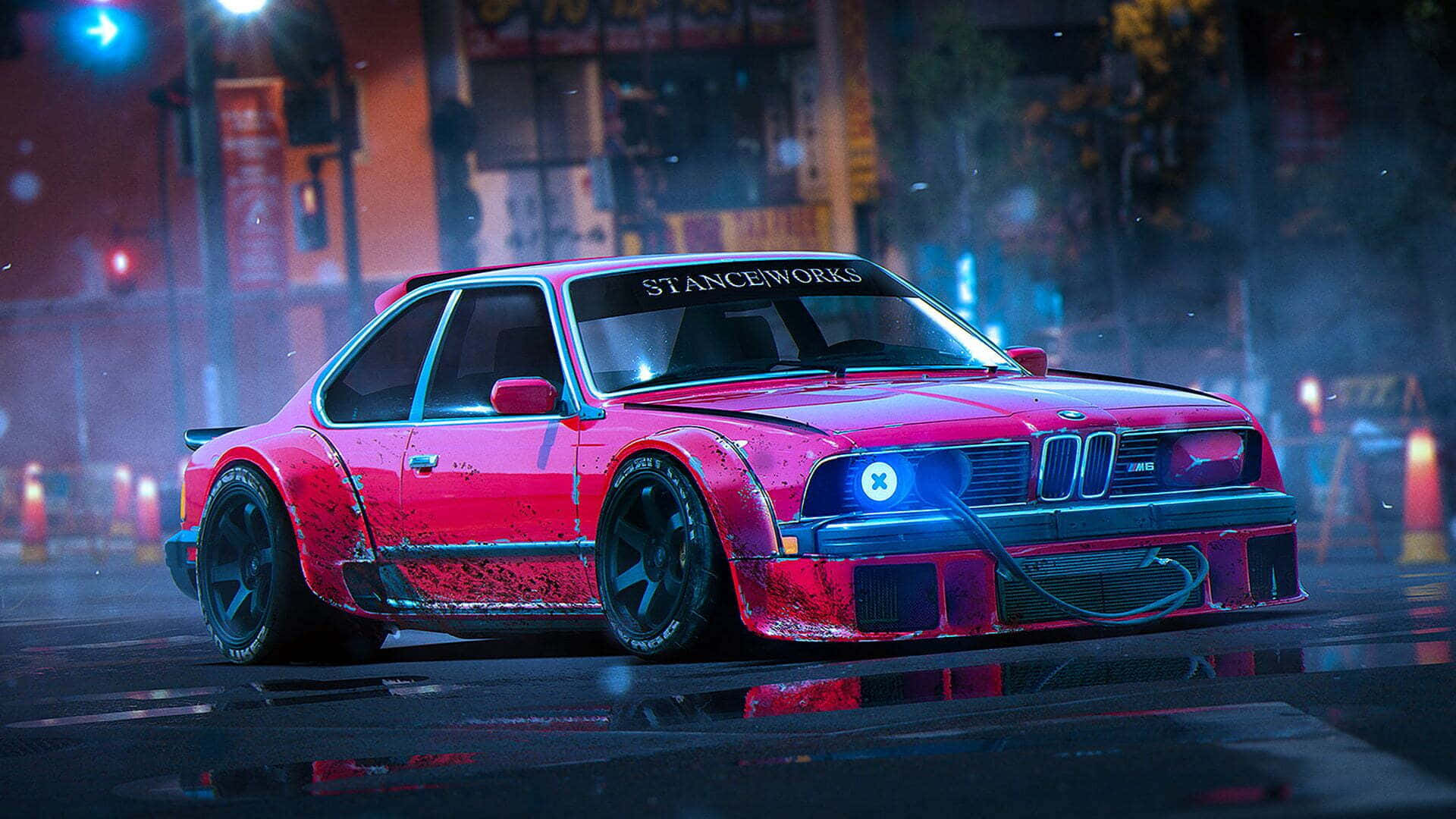 Customized B M W E36 Stanceworks Night Scene Wallpaper