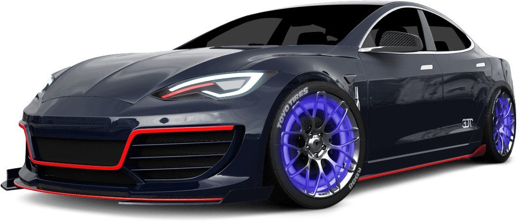 Download Customized Black Sports Carwith Blue Wheels | Wallpapers.com