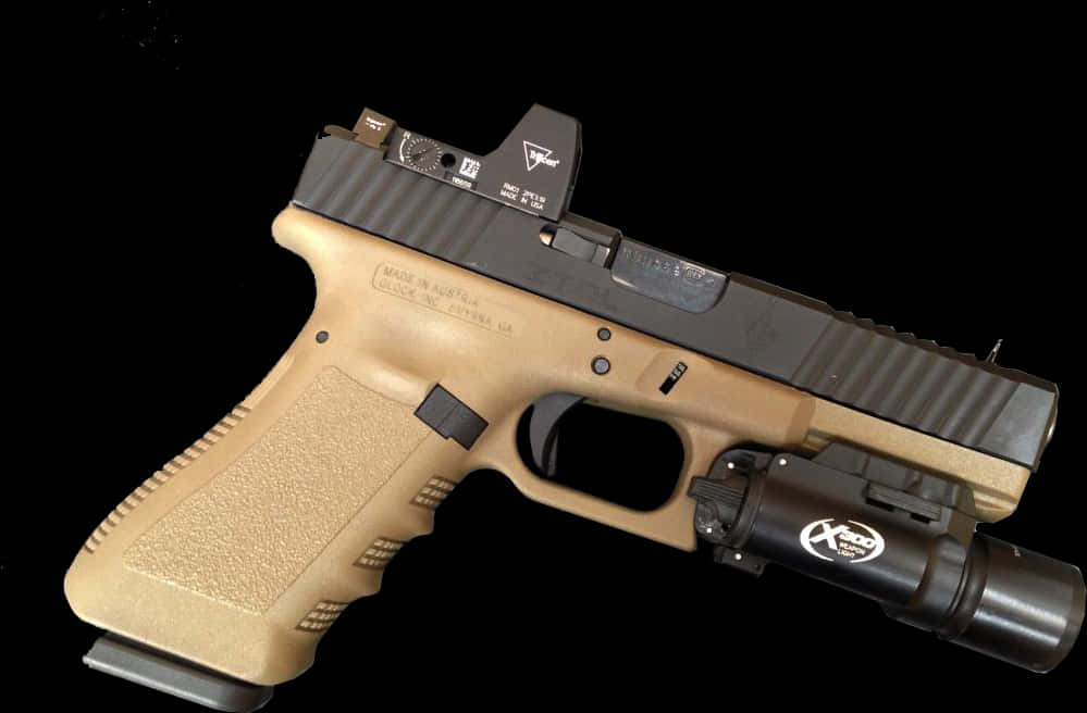Customized Glock Pistolwith Accessories PNG