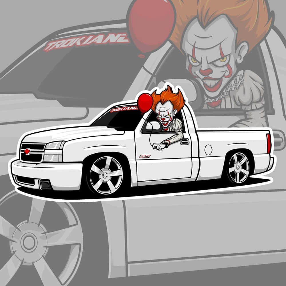 Customized Truckwith Clown Graphics Wallpaper