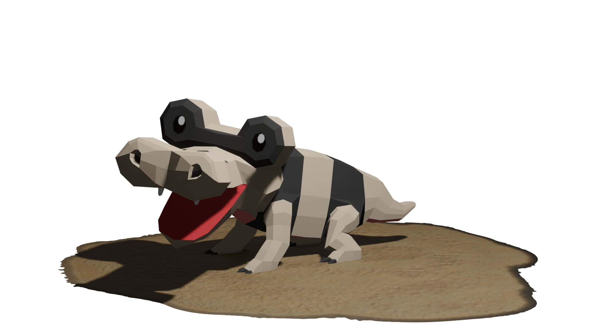 Cute 3d Model Of Sandile With Mouth Open Background