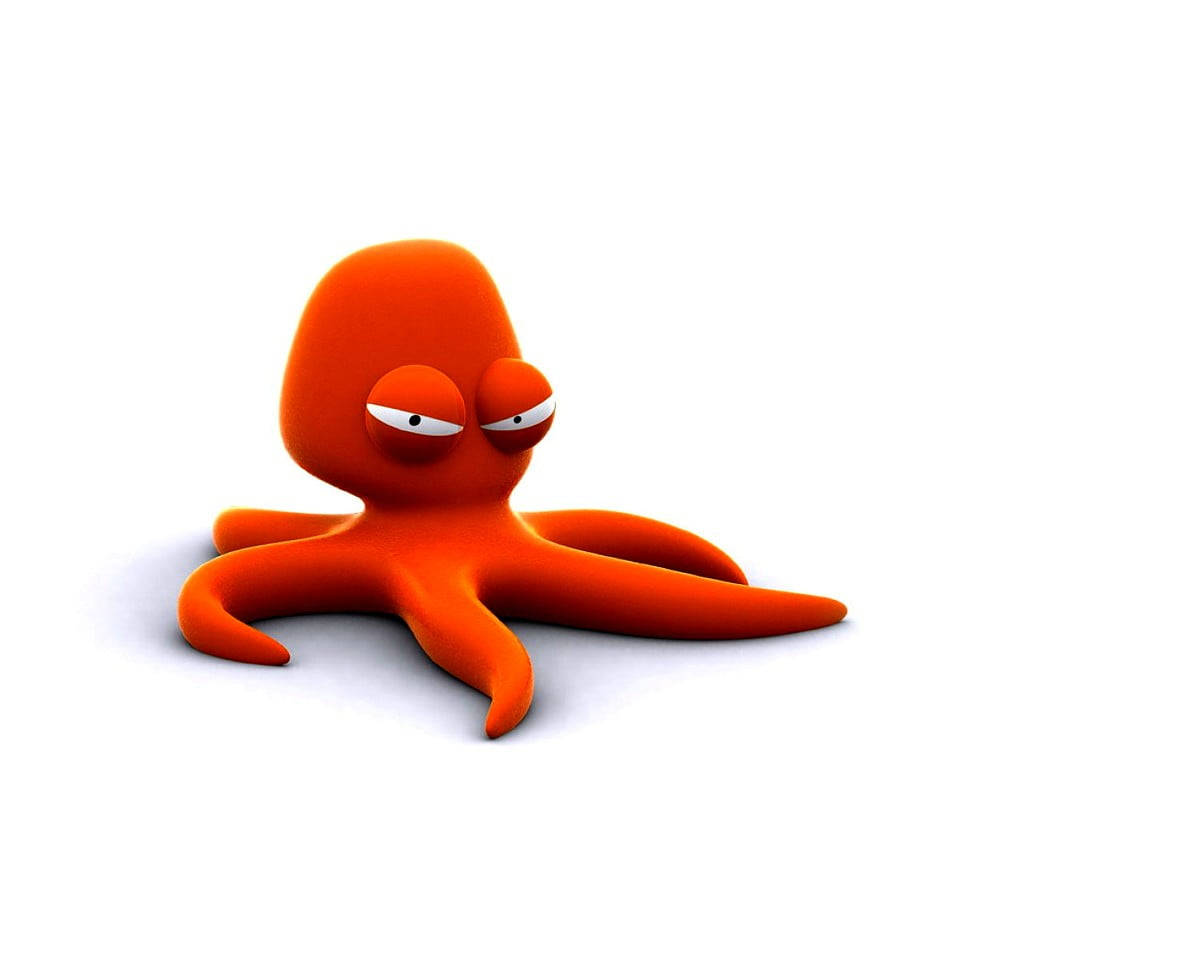 Sød 3D telefon orange blæksprutte Wallpaper