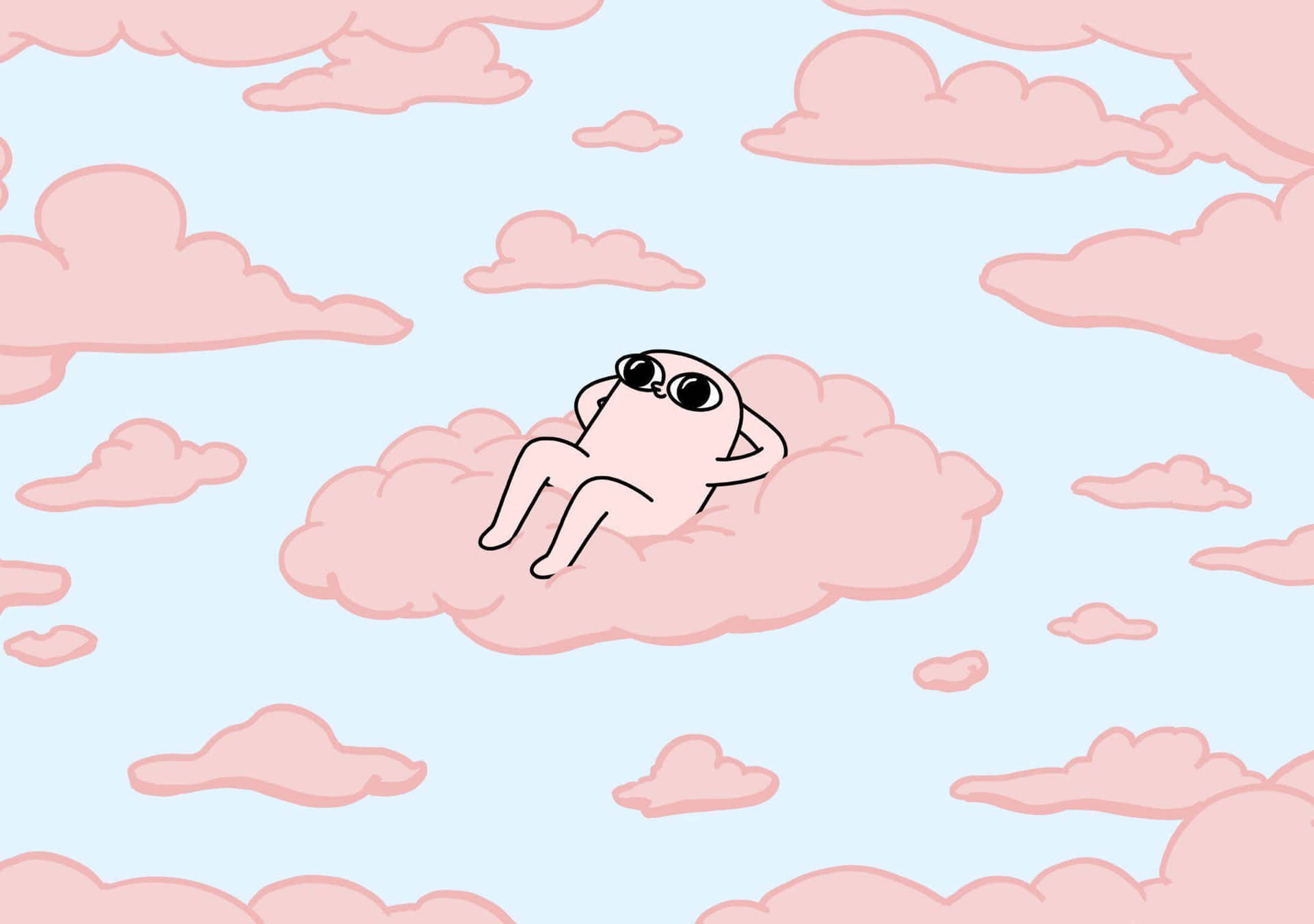 A Cartoon Person Sitting On A Cloud