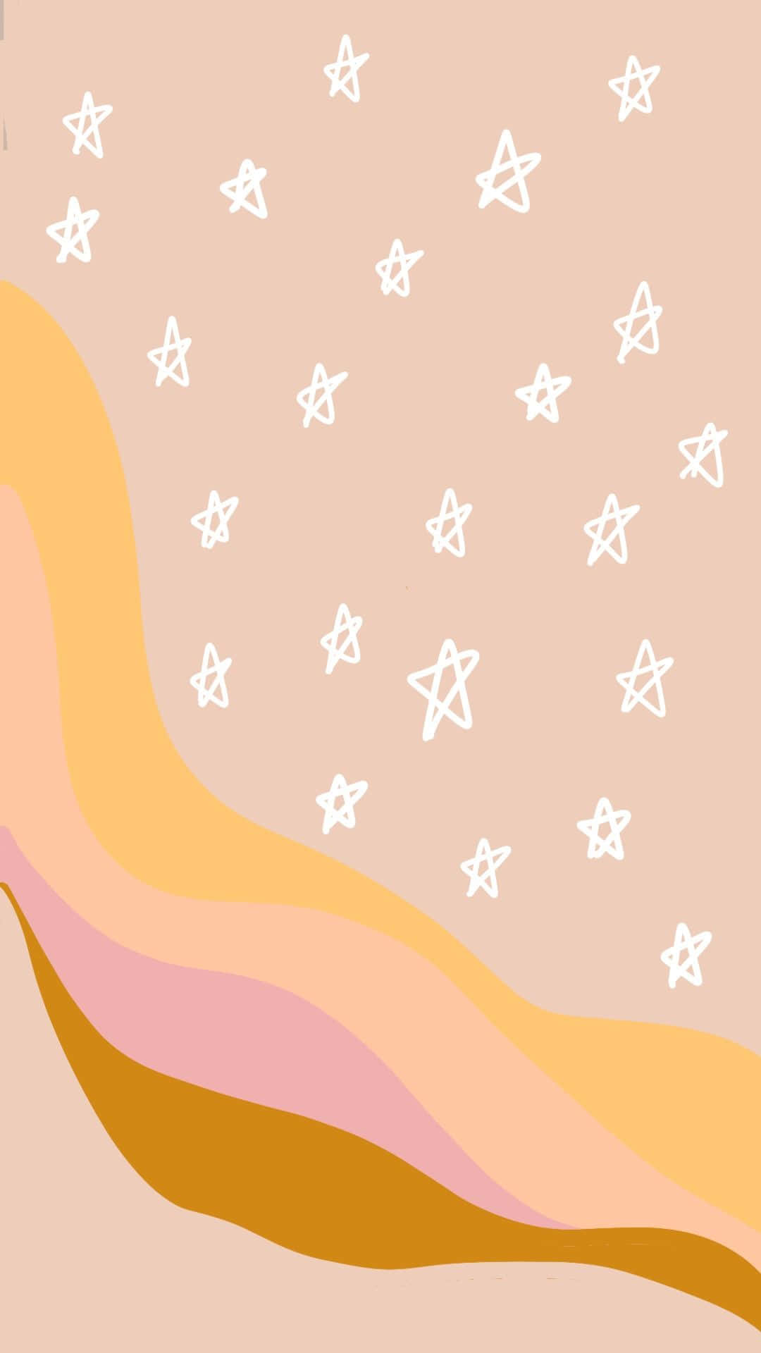 A Pink And Yellow Background With Stars