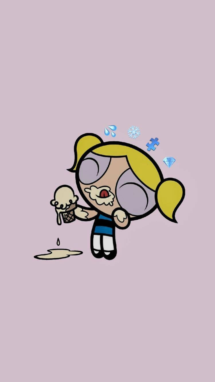 Cute Aesthetic Cartoon Bubbles Ice Cream