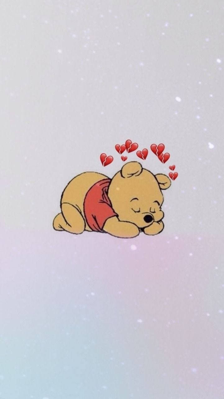 Cute Aesthetic Cartoon Sleeping Pooh Background