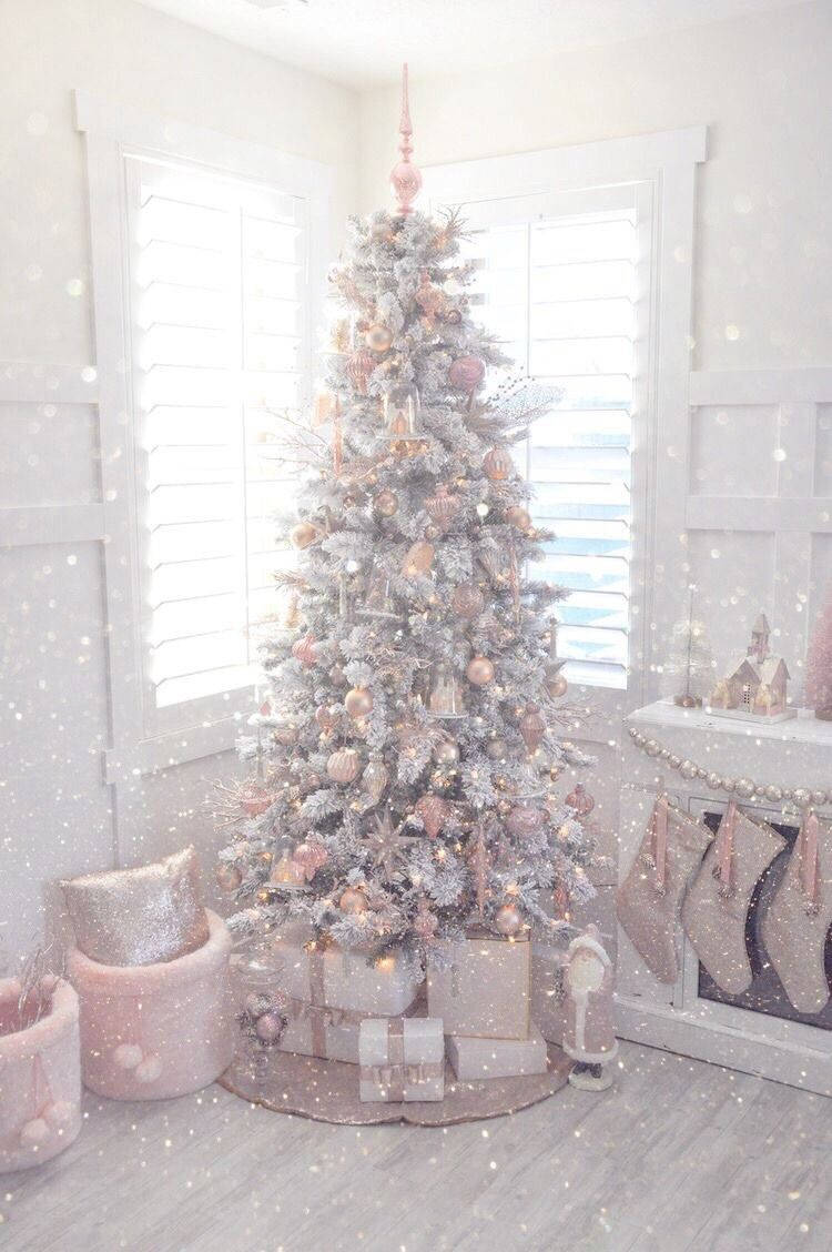 Sød Aestetisk Jul Træ I Pink Vector Wallpaper