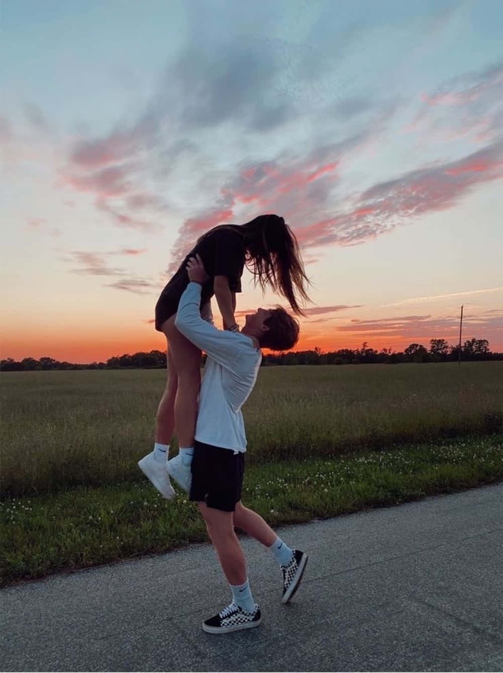 Cute Aesthetic Couple Lifting Girlfriend Picture