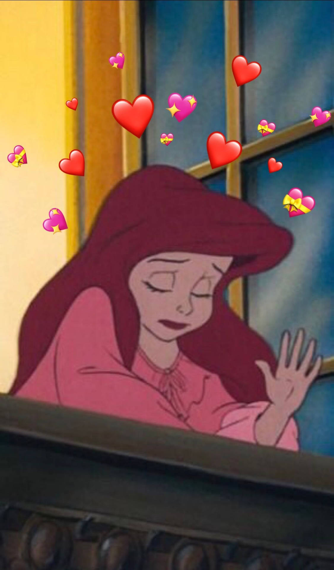Sötestetisk Disney Prinsessa Ariel Hjärtan Wallpaper
