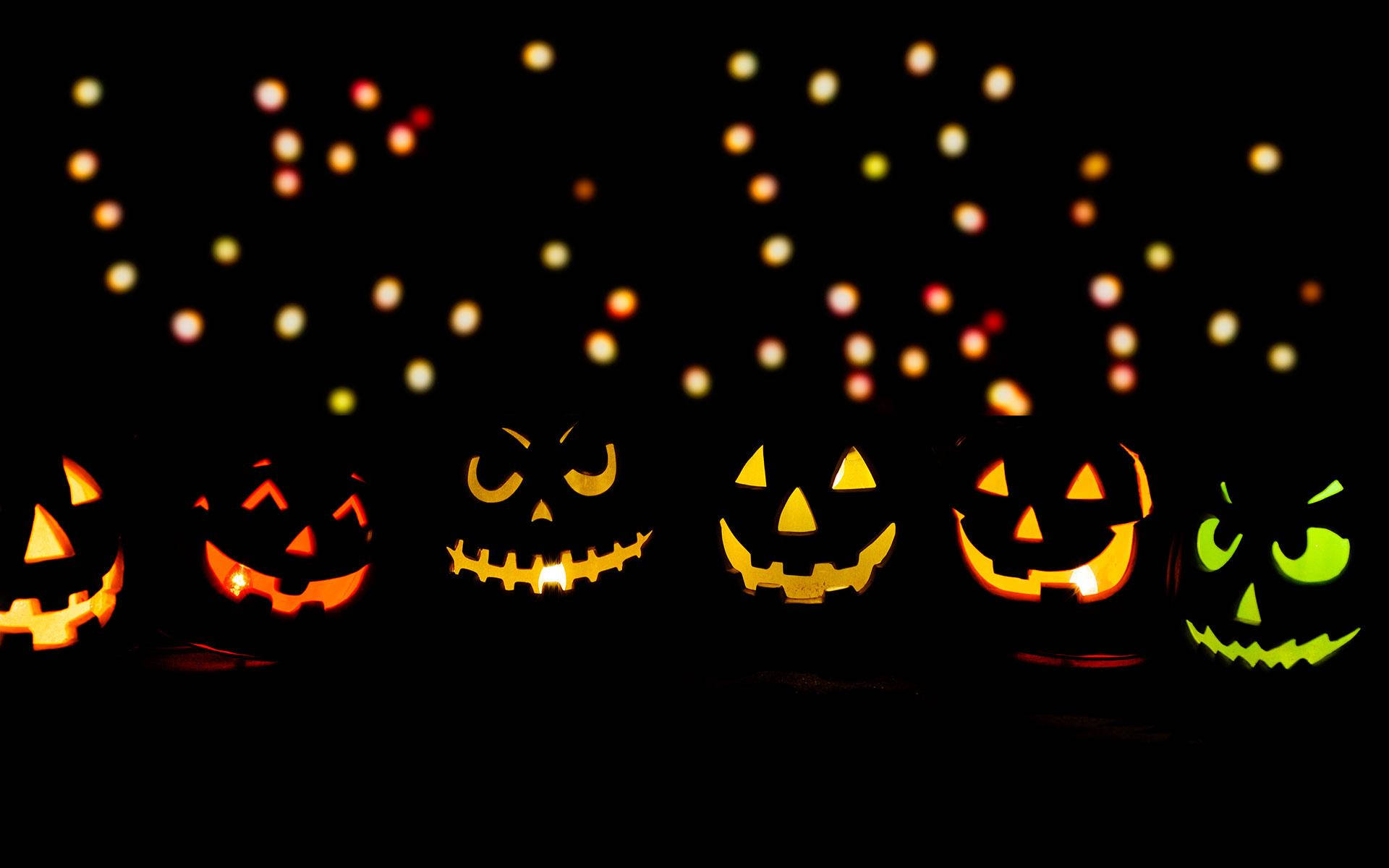 Lindosy Estéticos Halloween Con Jack-o'-lanterns Que Brillan Fondo de pantalla
