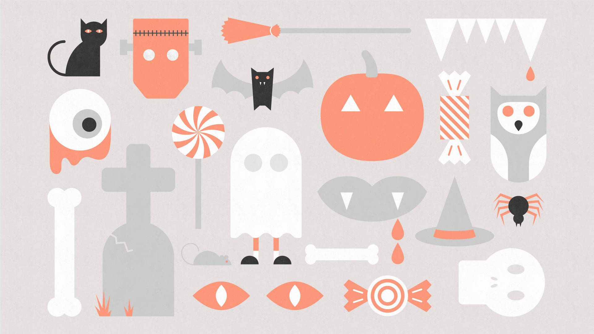 Download Cute Aesthetic Halloween Icons Wallpaper | Wallpapers.com