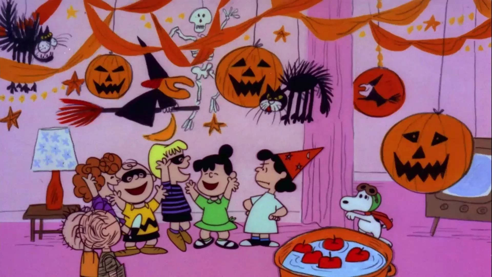 Sød Æstetisk Halloween Peanuts Party Tapet: Wallpaper