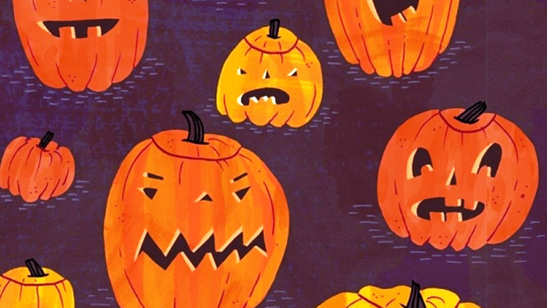 Lindascalabazas Terroríficas De Halloween Con Estética Adorable Fondo de pantalla