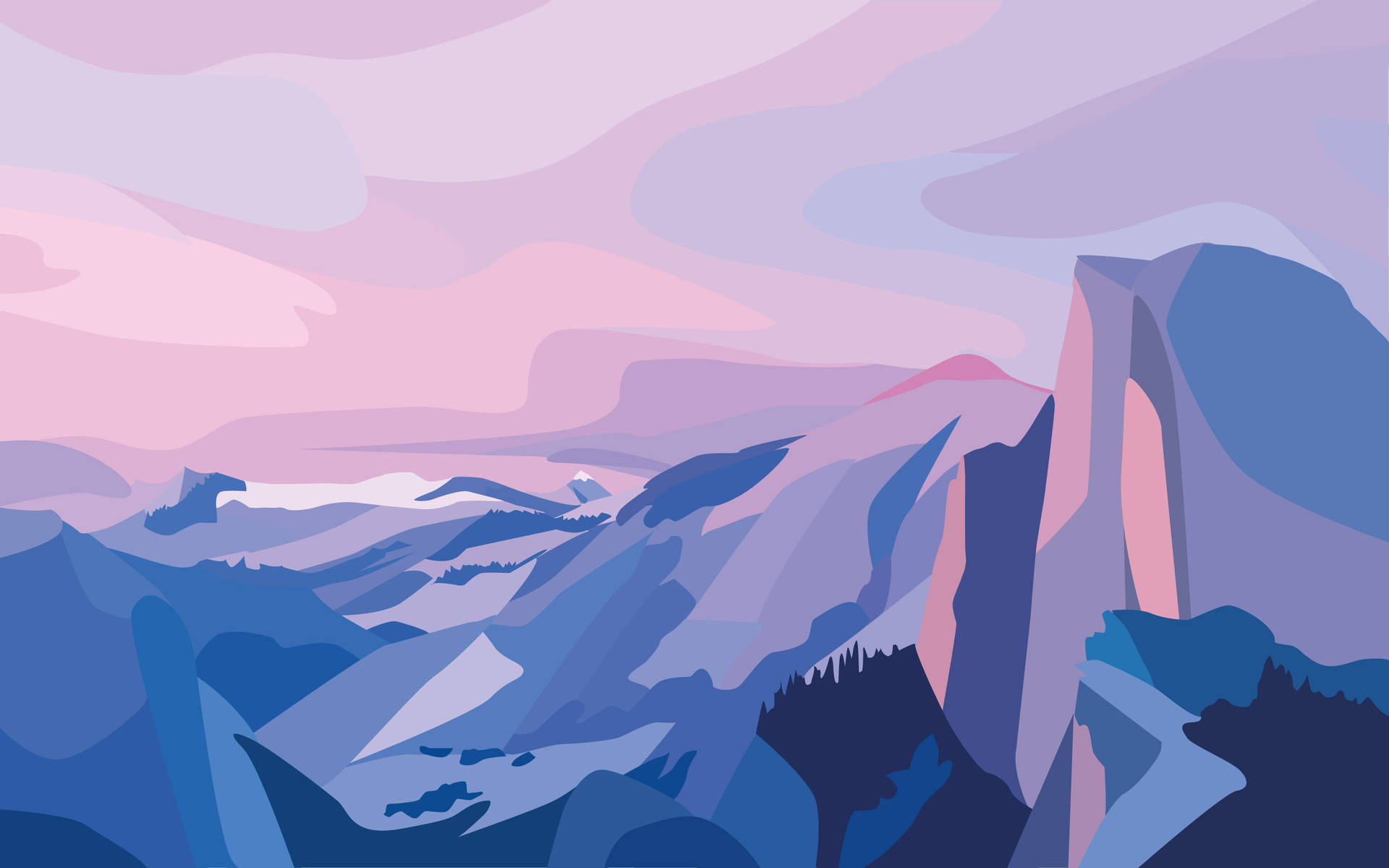 Cute Aesthetic Mountains Digital Illustration Wallpaper