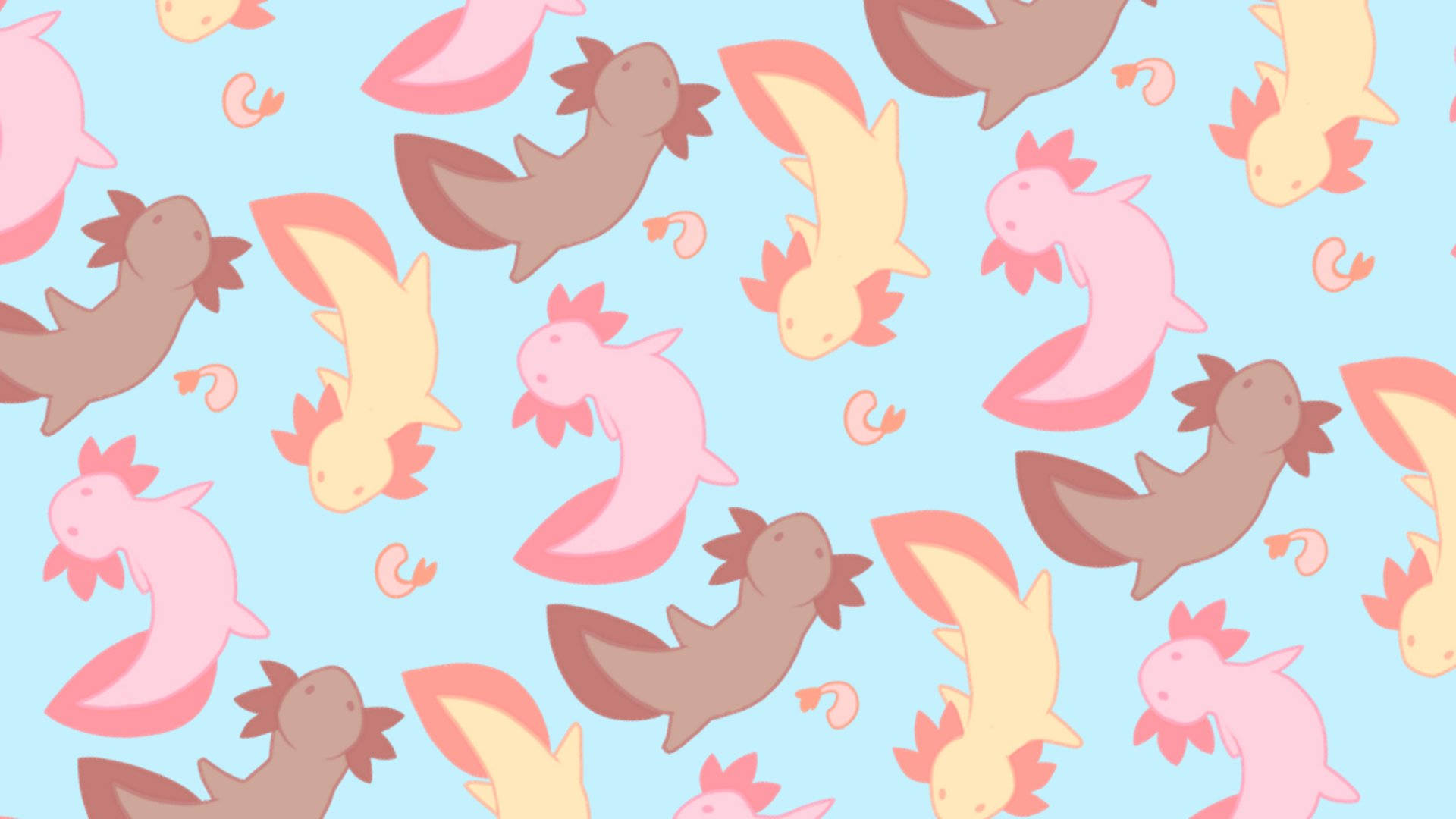 Cute Aesthetic Pc Axolotl Pattern Wallpaper