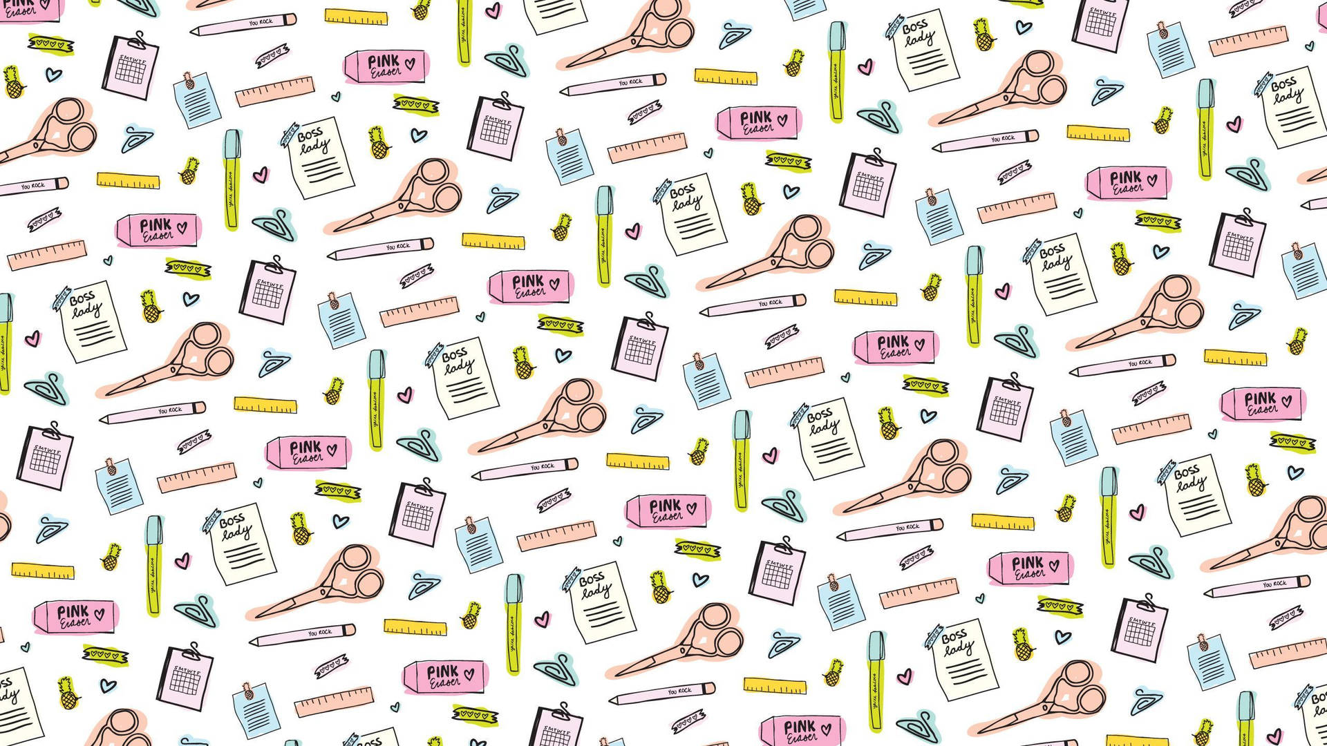Cute Aesthetic Pc Stationery Pattern Wallpaper