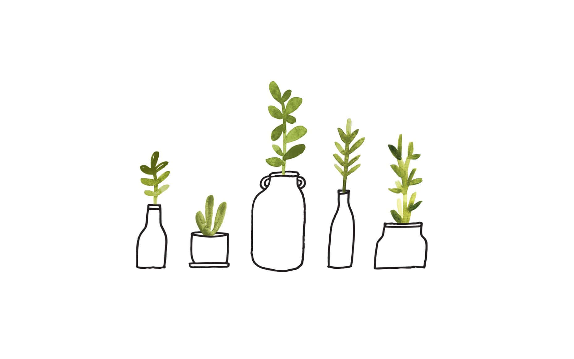 Niedlichesästhetisches Pflanzen-minimalismus Wallpaper