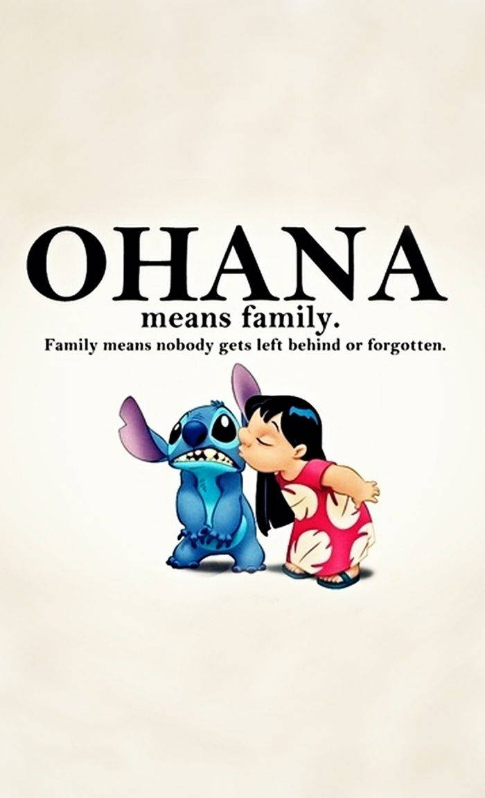 Cute Aesthetic Stitch Ohana Means Family Wallpaper