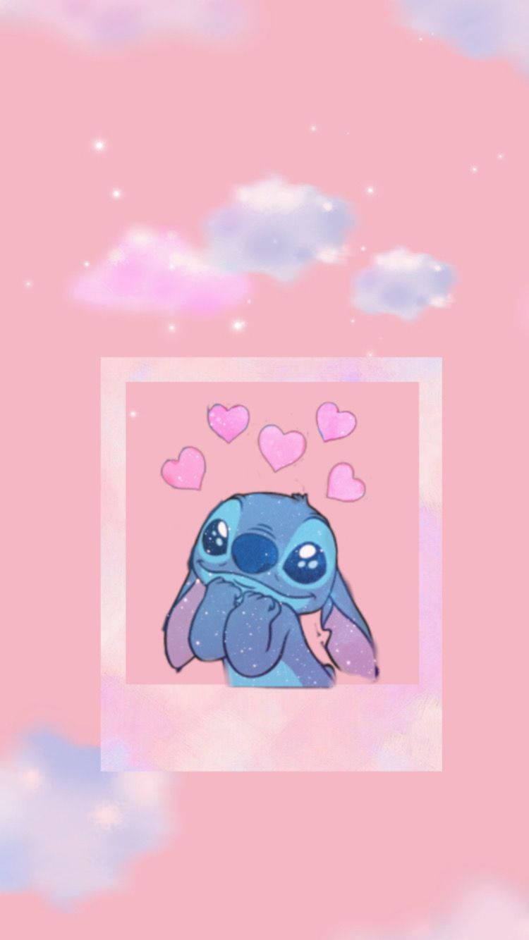 Cute Aesthetic Stitch Pink Polaroid Picture Wallpaper