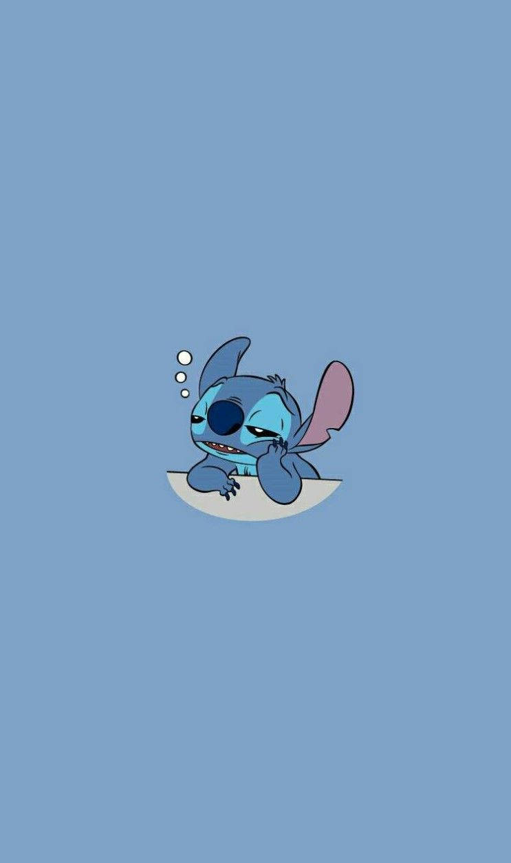 Adorable Blue Extraterrestrial - Sleepy Aesthetic Stitch Wallpaper