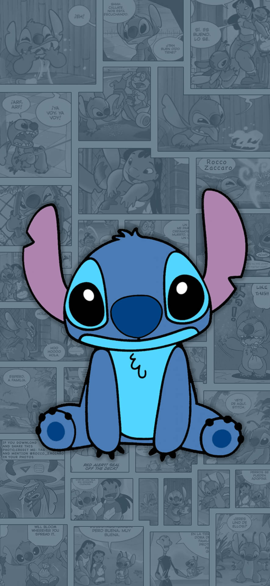 Cute Aesthetic Stitch With Comic Panels Wallpaper