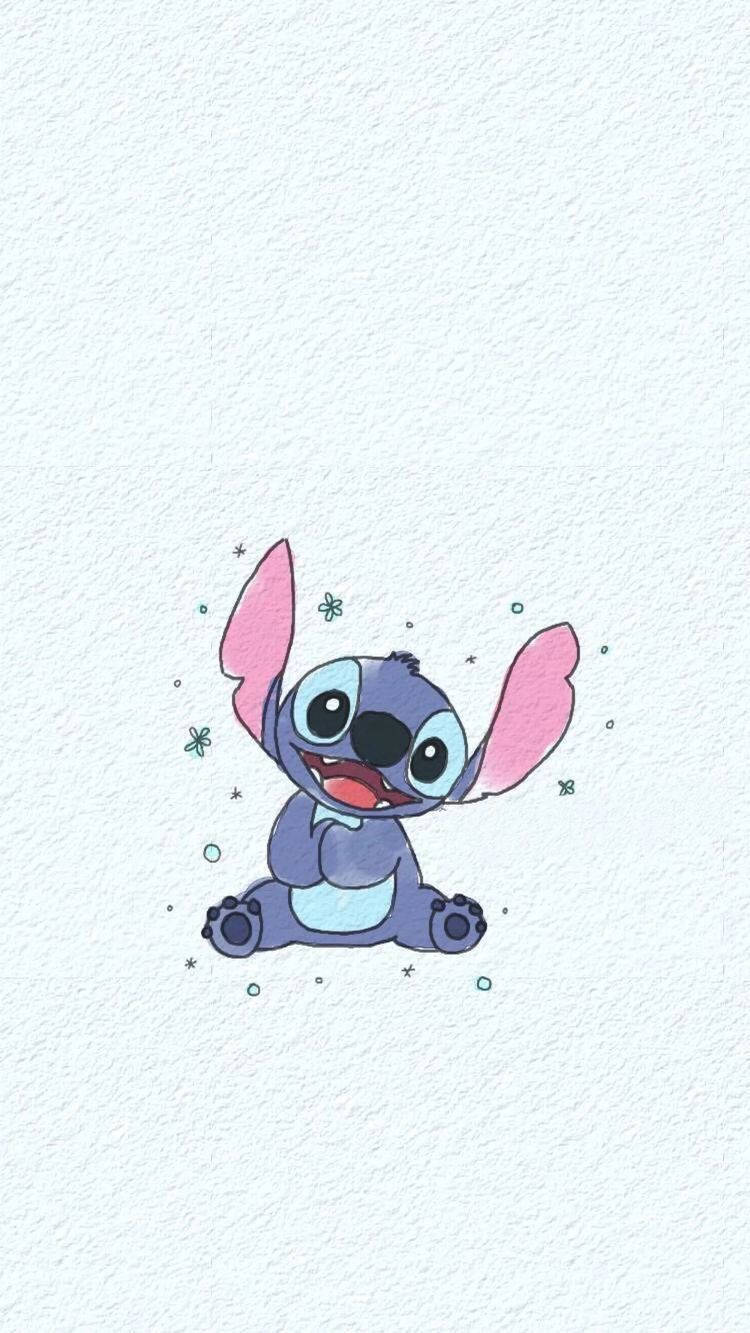 Cute Aesthetic Stitch With Fluffy Ears Wallpaper