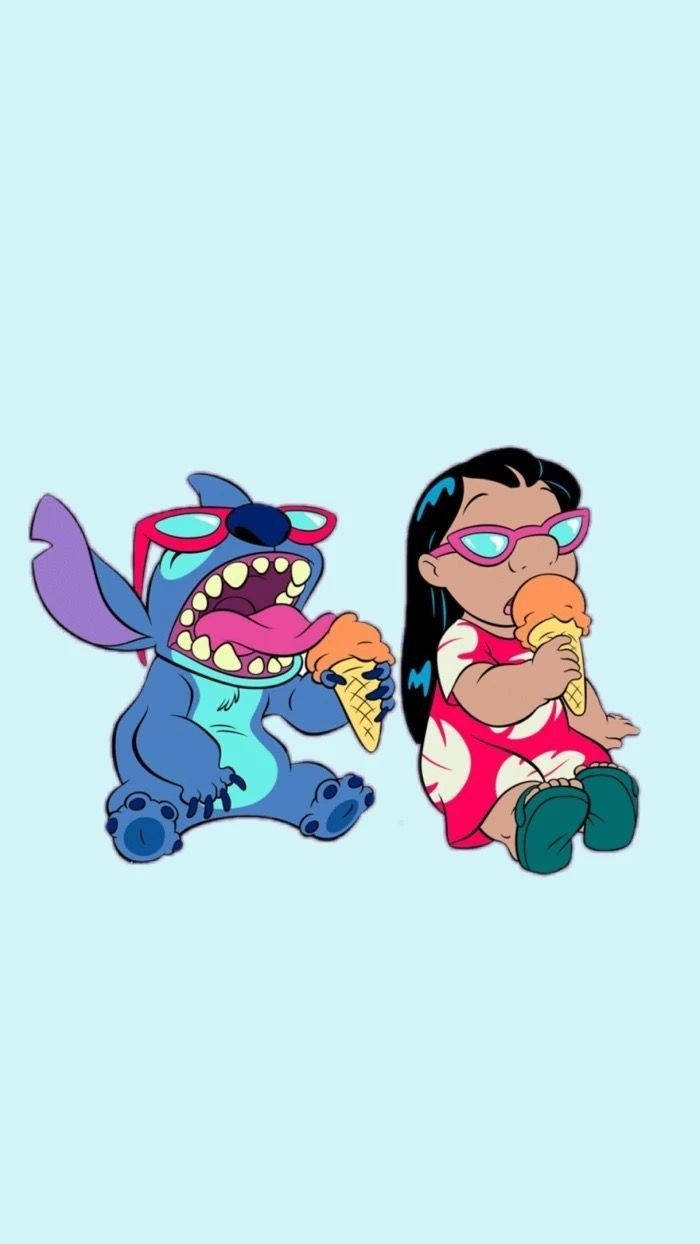 Cute Aesthetic Stitch With Lilo Wallpaper