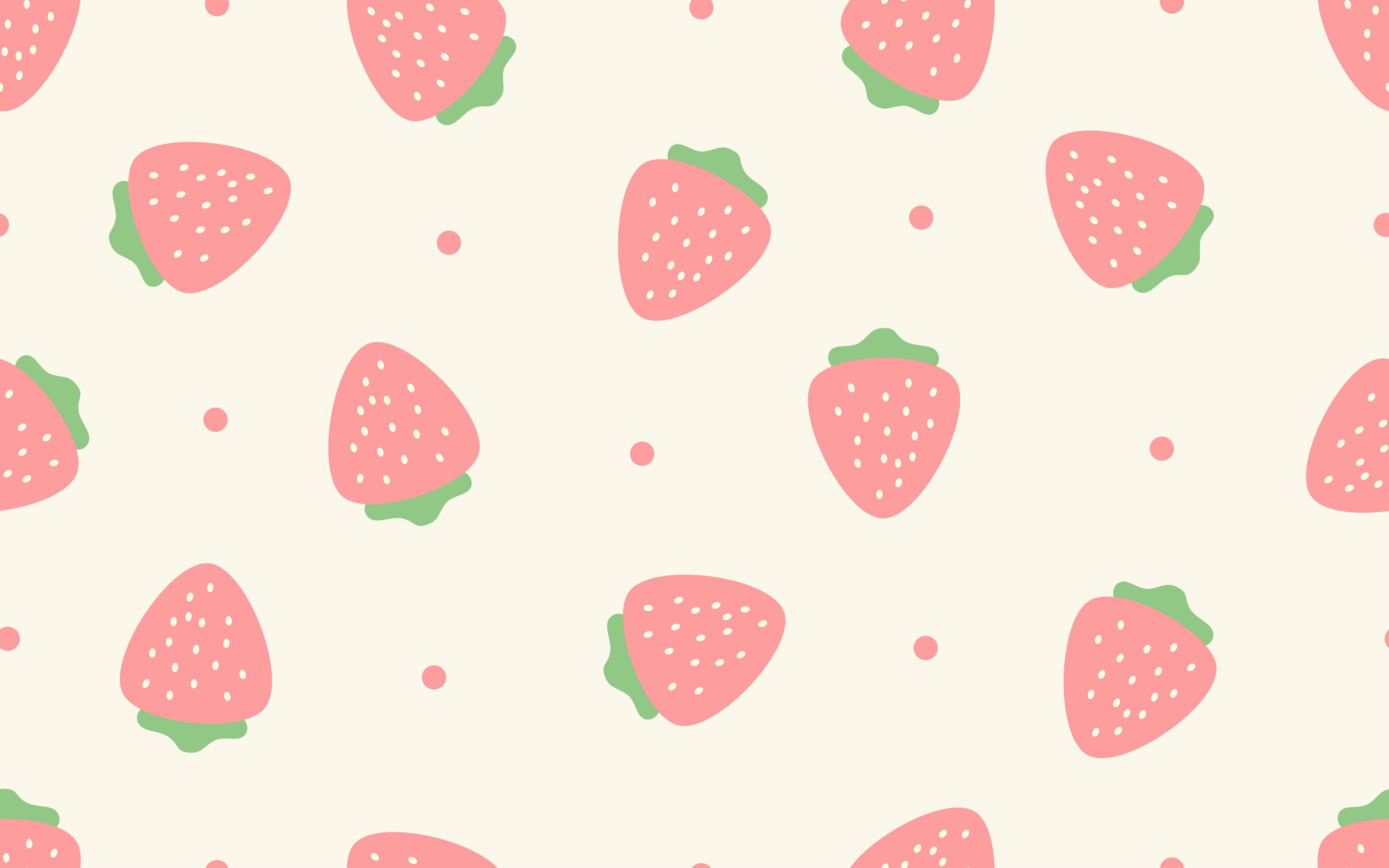 Cute Aesthetic Strawberry Desktop Wallpaper