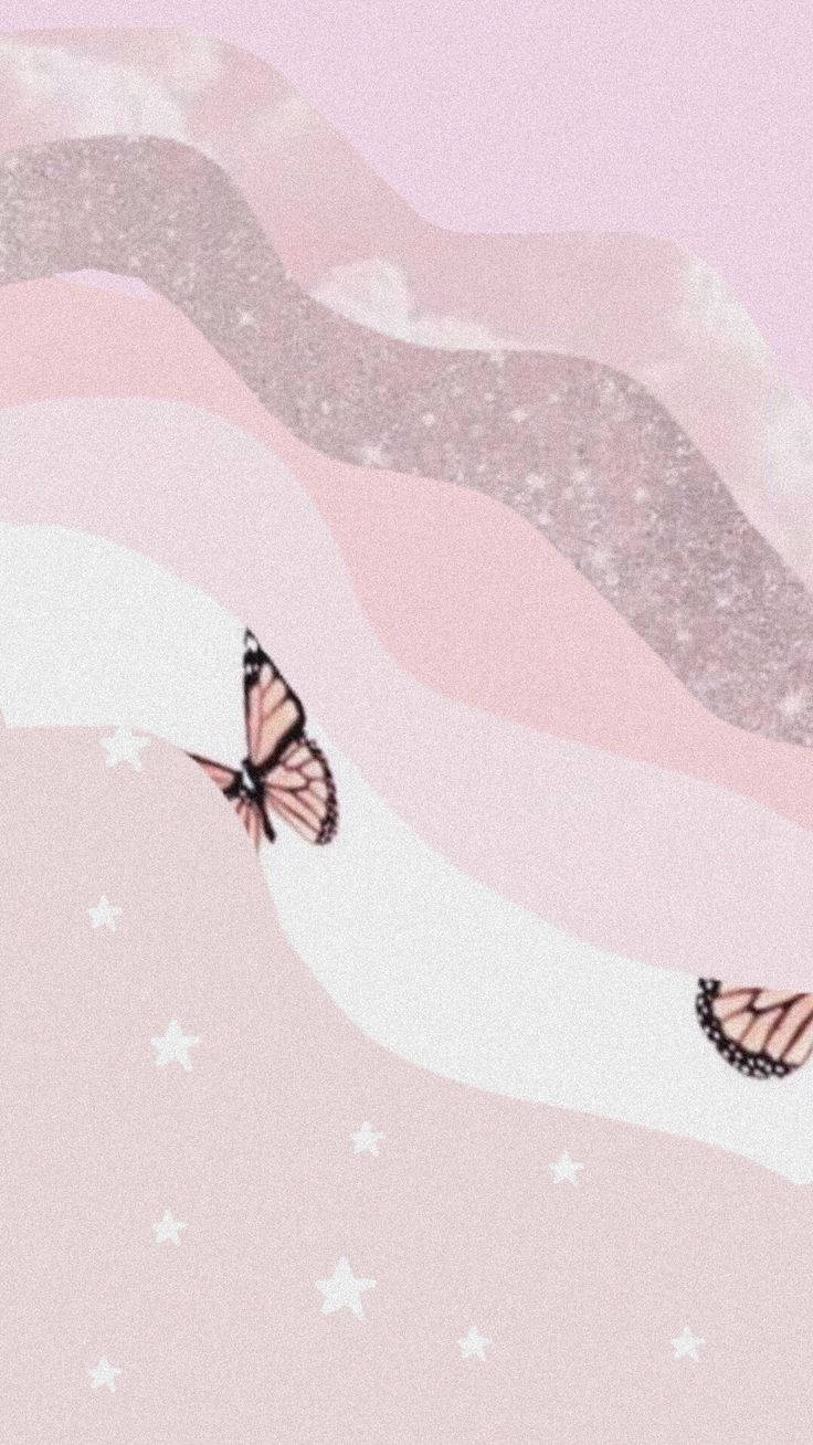 Cute And Pink Backdrop With Butterfly