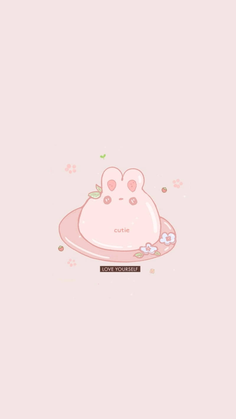 Cute og Pink Boba Bunny Wallpaper
