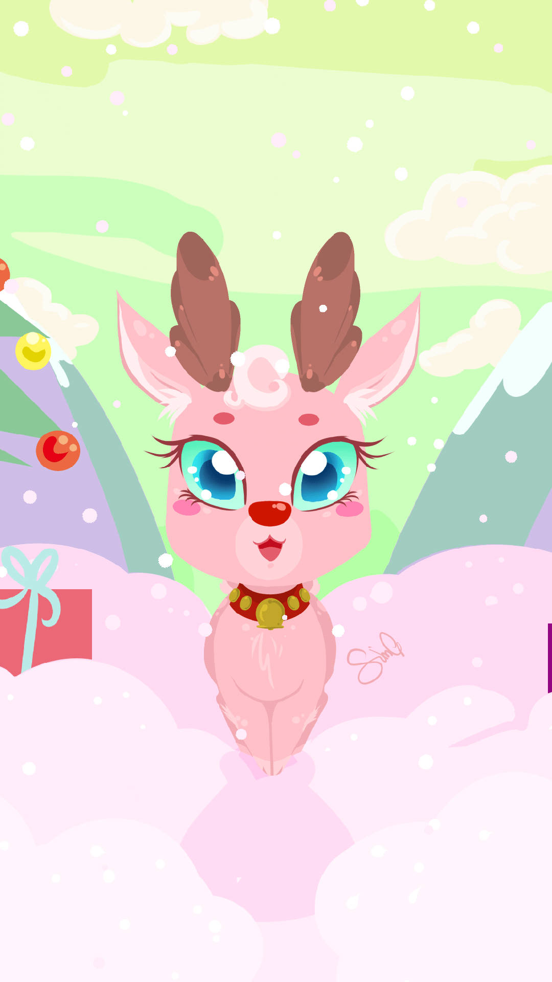 Cute Android Pink Reindeer Art Wallpaper
