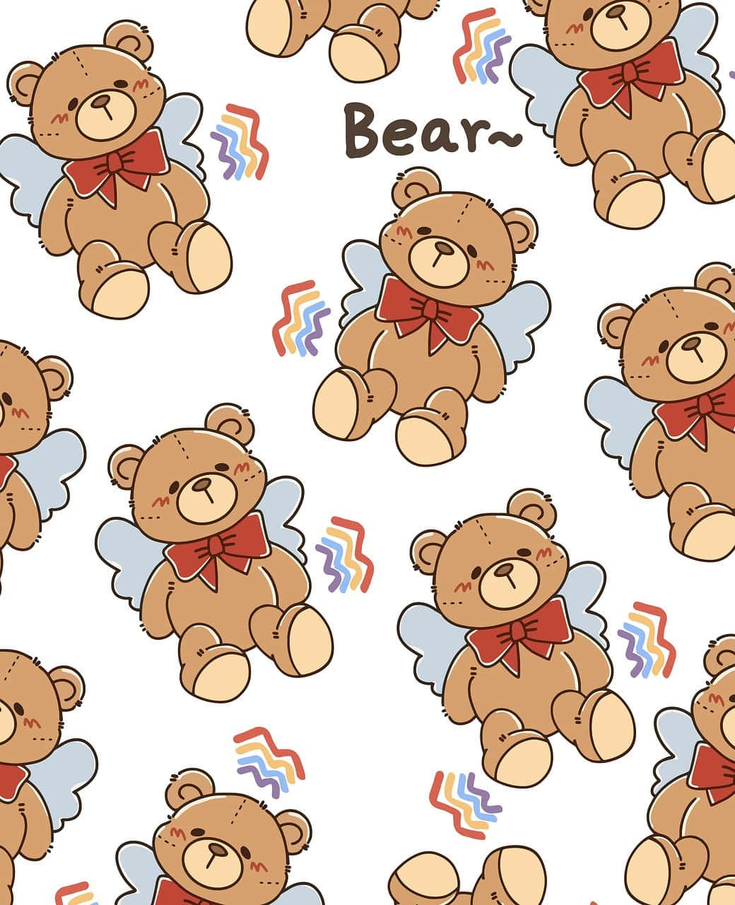 Cute Angel Bears Pattern Wallpaper