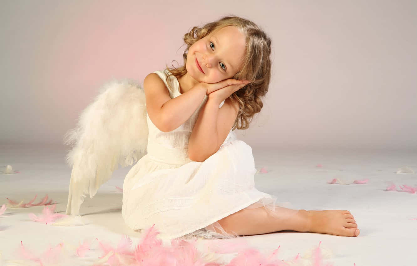 Cute Angel In White Dress Wallpaper