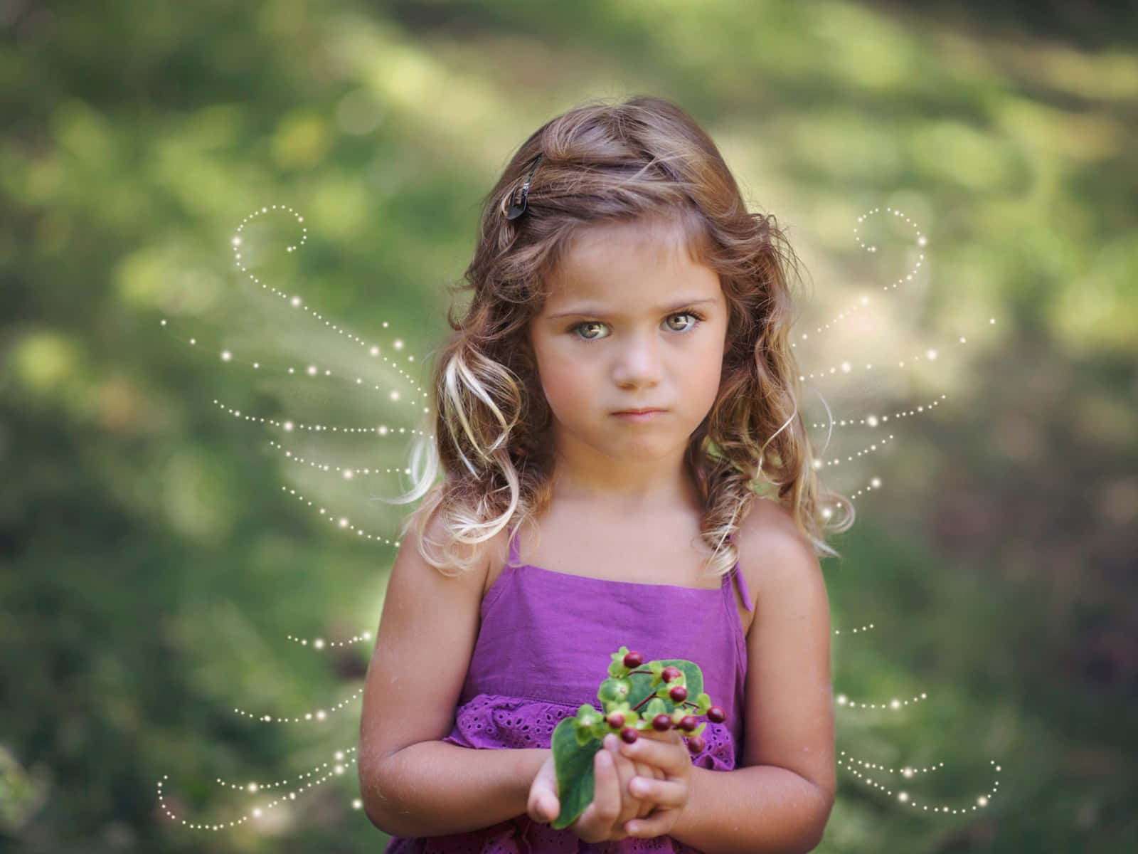 Cute Angel Toddler In A Purple Dress Wallpaper