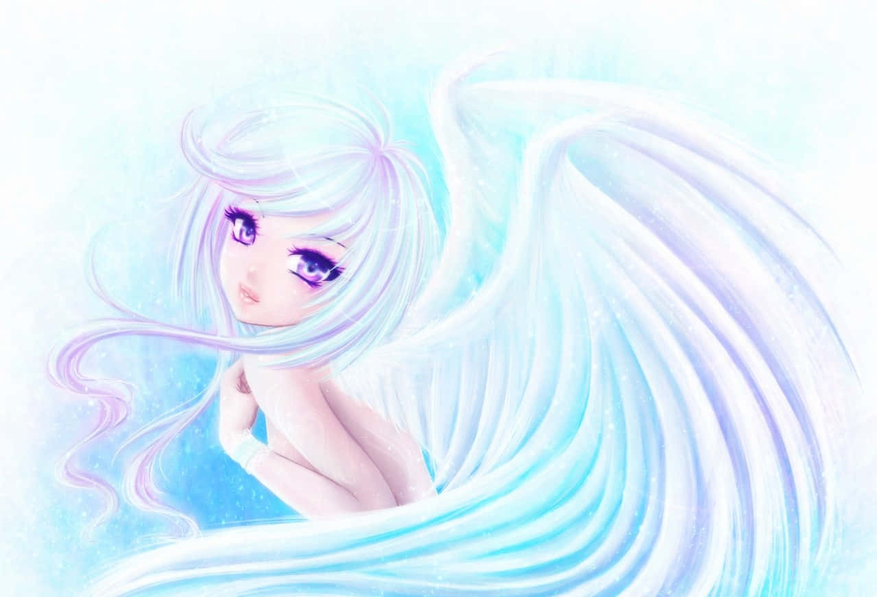 Download Cute Angel With Lovely Wings Wallpaper 