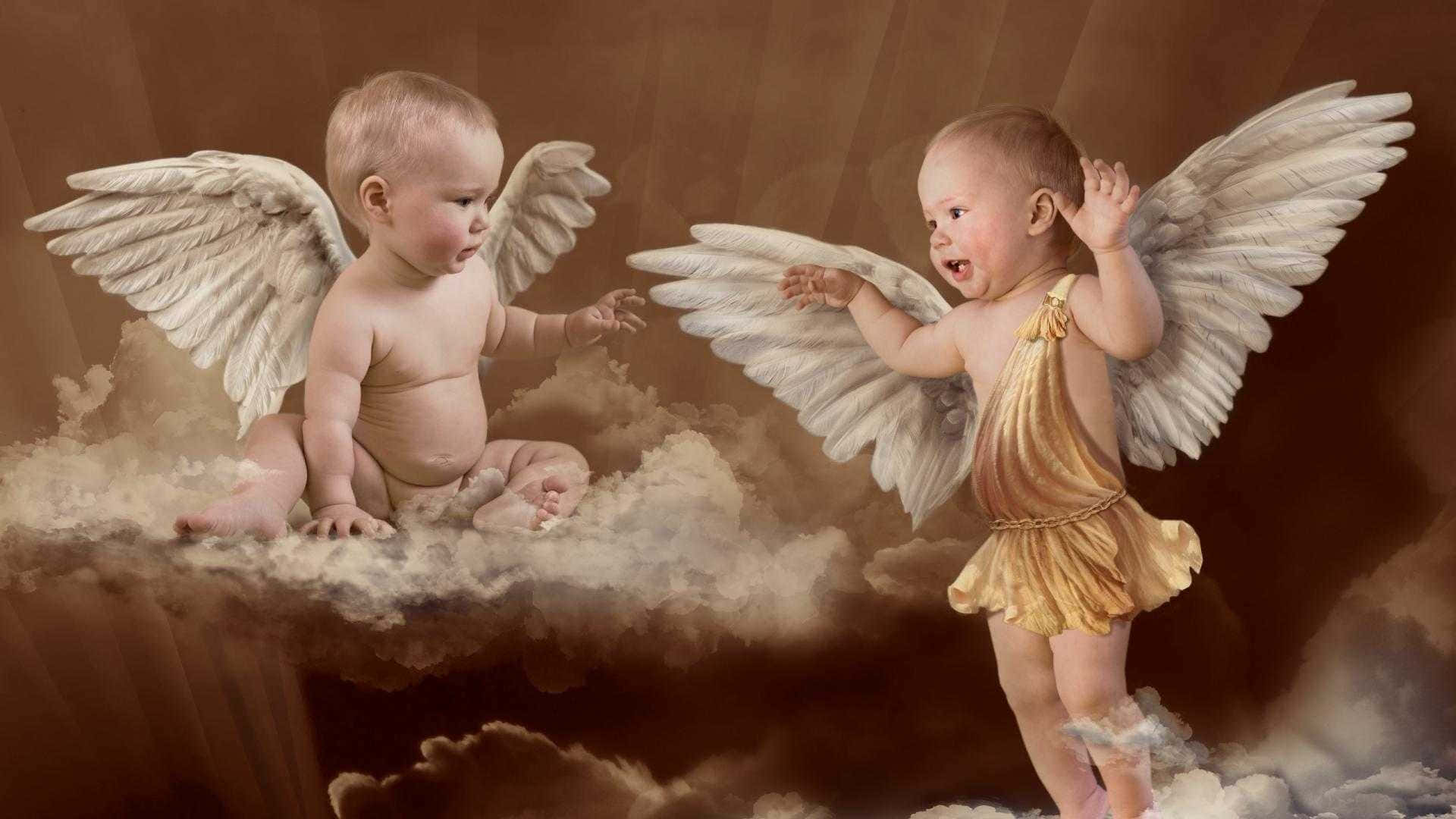 Serene Beauty of Cute Angels Wallpaper