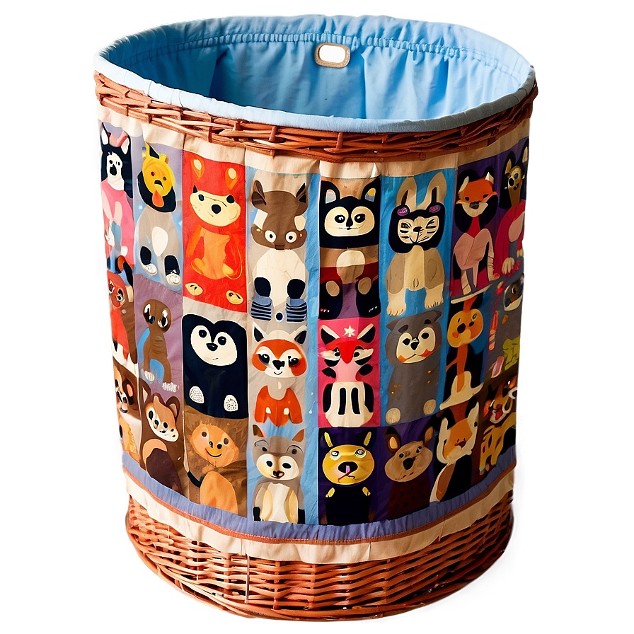 Cute Animal Design Laundry Basket Png 06132024 PNG