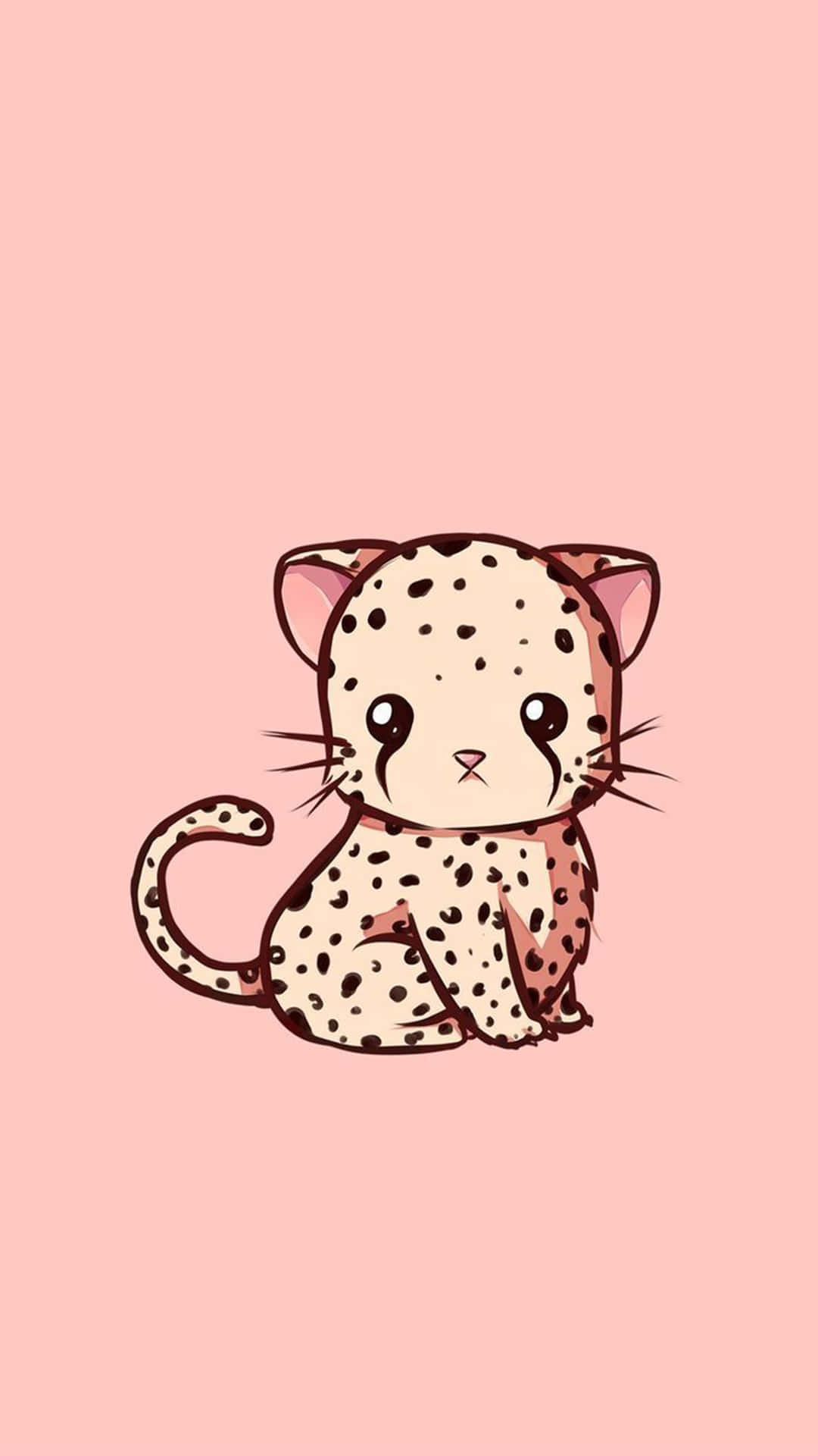 A Cute Leopard On A Pink Background Wallpaper