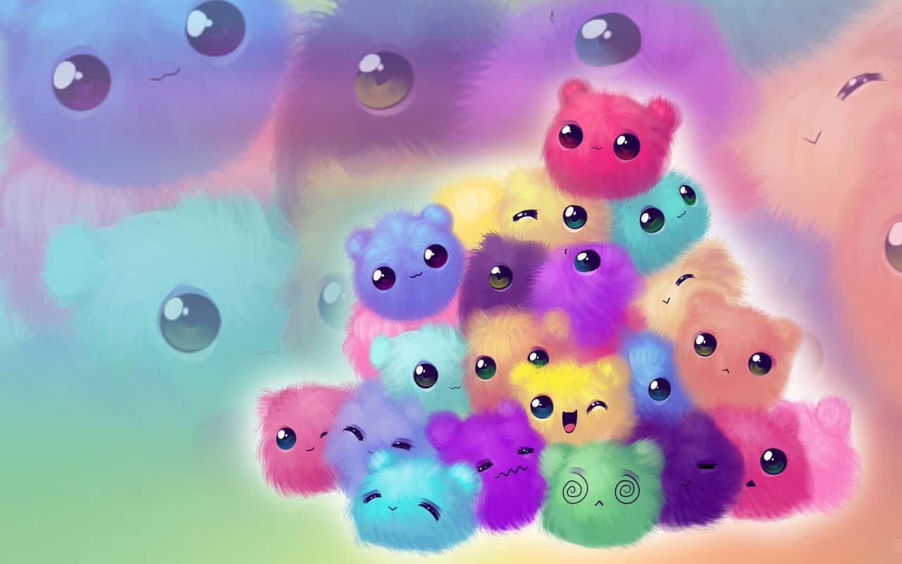 Cute Animals Cartoon Colorful Fuzzy Wallpaper