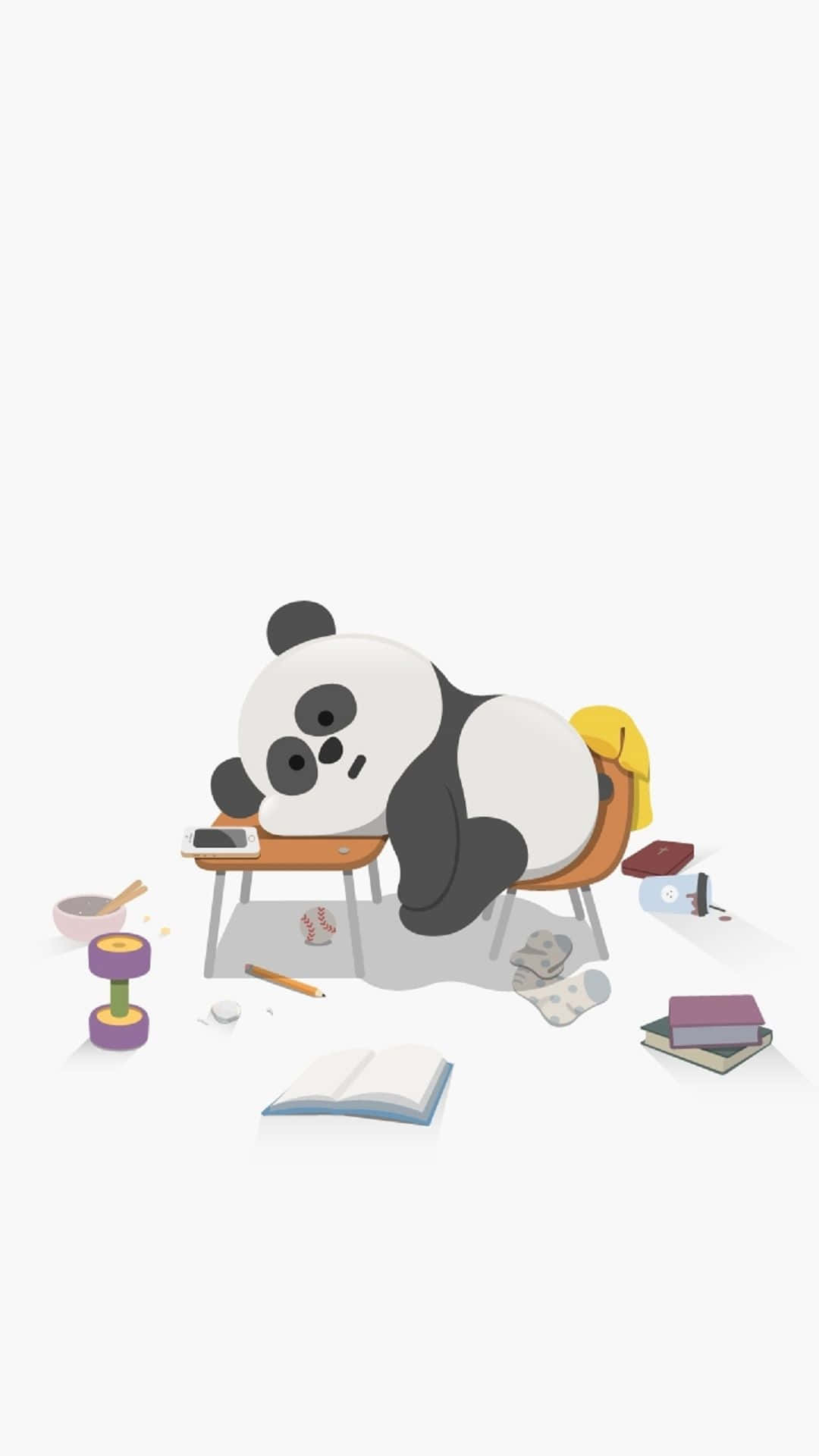 Cute Animals Cartoon Panda On Table Wallpaper