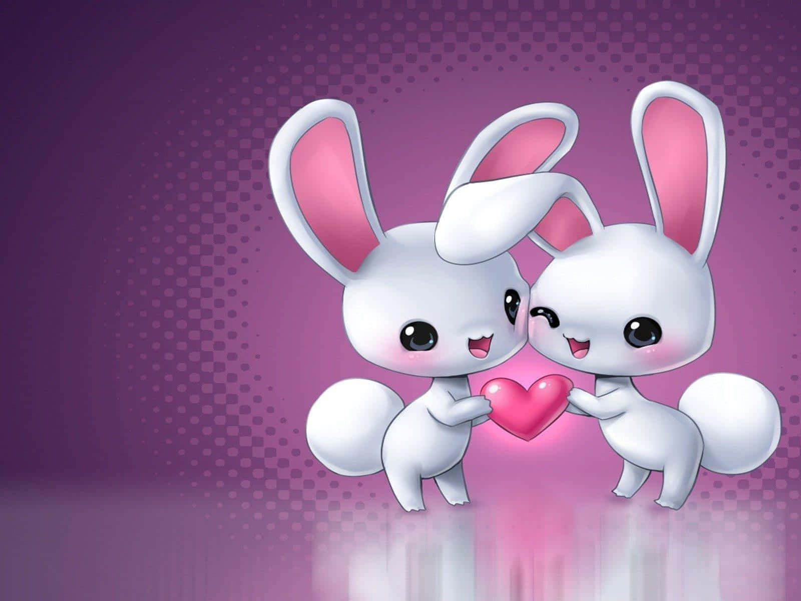 Cute Animals Cartoon Bunny With Heart Wallpaper
