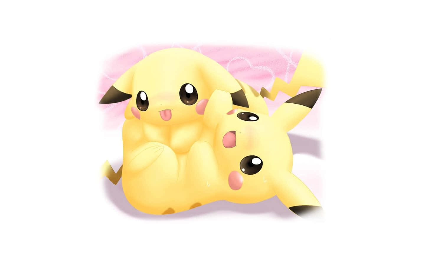Cute Animals Cartoon Playing Pikachu Wallpaper