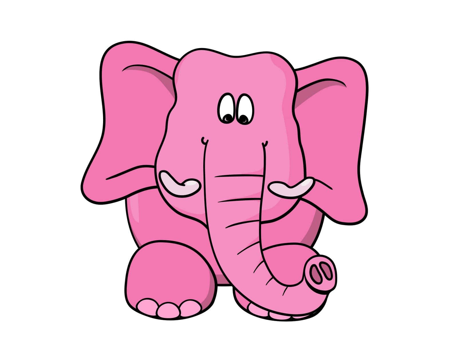 Cute Animals Cartoon Pink Elephant Wallpaper