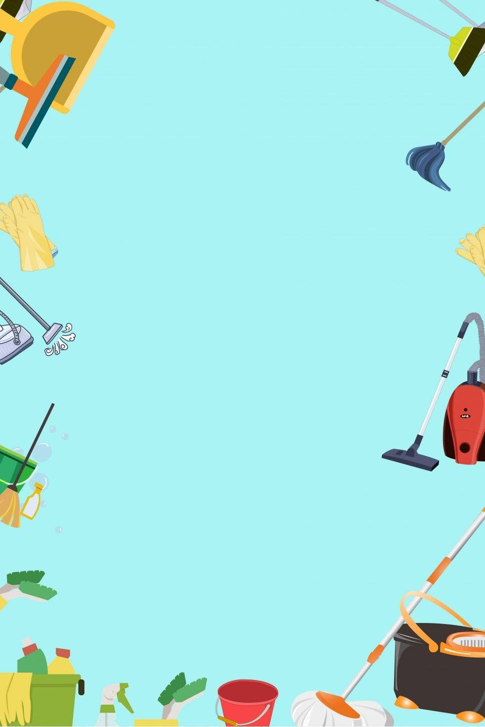 Cute Animated House Cleaning Materials Wallpaper