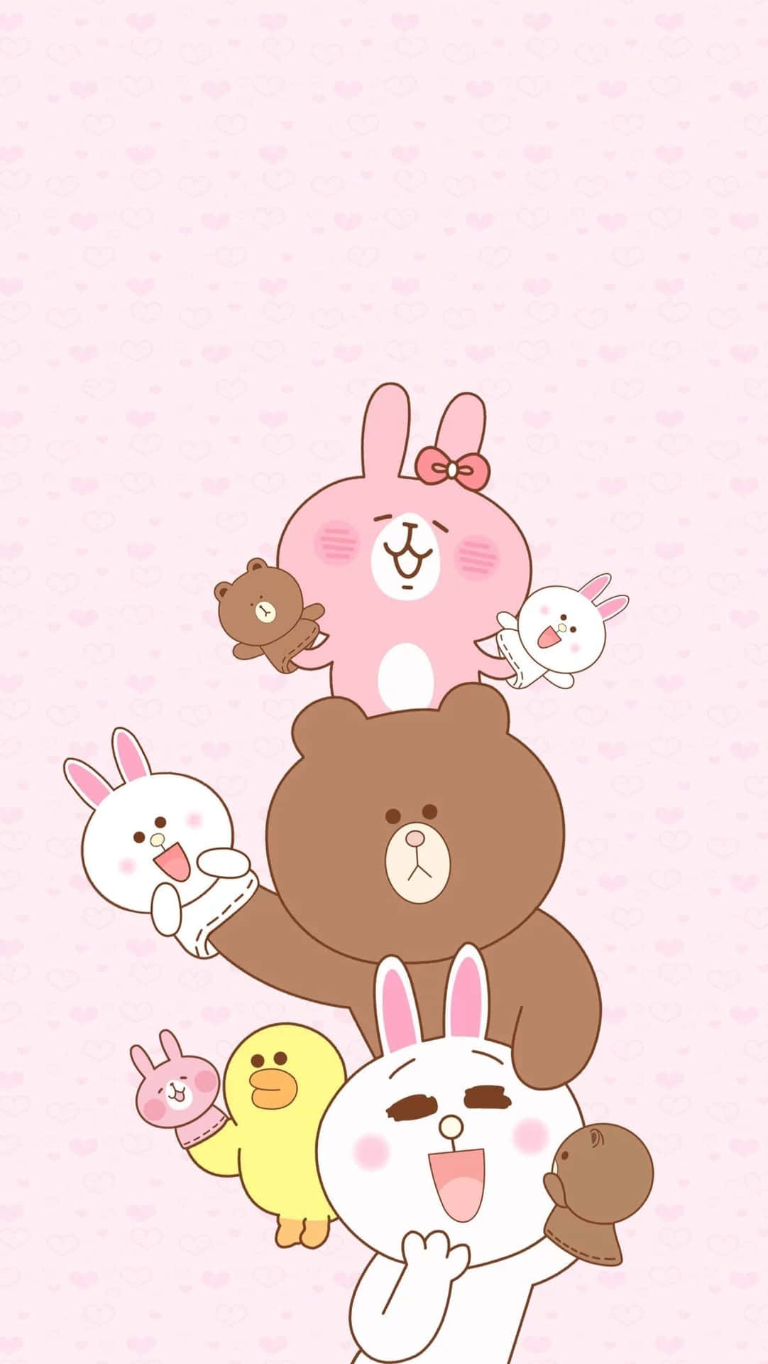 a group of cartoon animals on a pink background