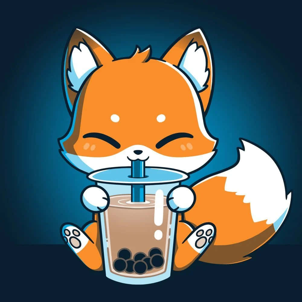 a fox drinking a cup of tea